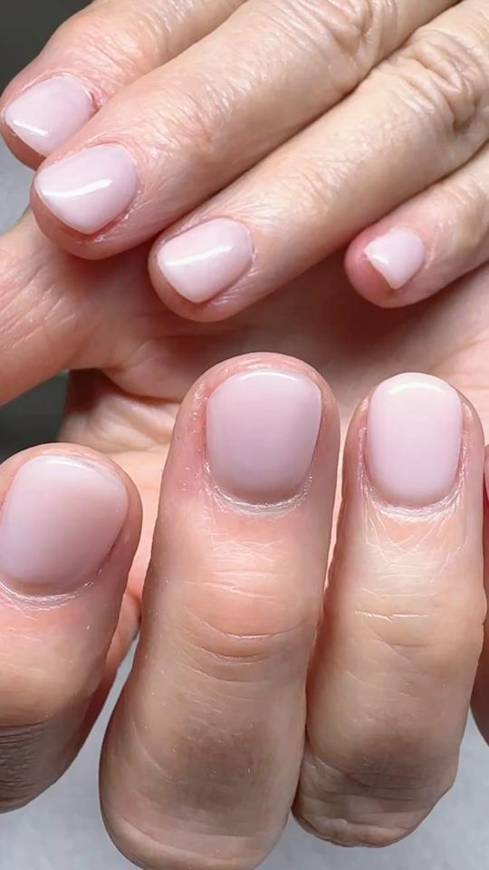 Soft blush builder-gel manicure